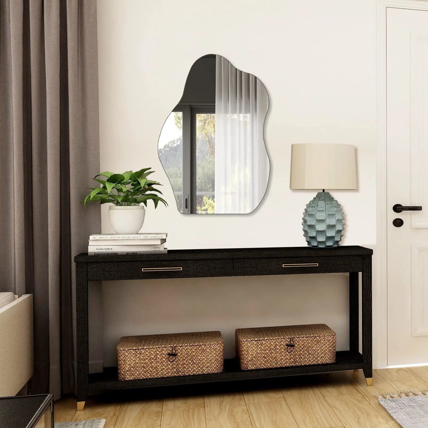 1pc Asymmetrical Shaped Acrylic Self-Adhesive Mirror, 2mm Thick, Frameless Decorative Mirror, Suitable For Vanity, Bathroom, Bed