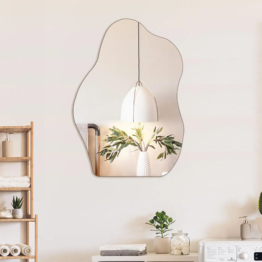 1pc Asymmetrical Shaped Acrylic Self-Adhesive Mirror, 2mm Thick, Frameless Decorative Mirror, Suitable For Vanity, Bathroom, Bed