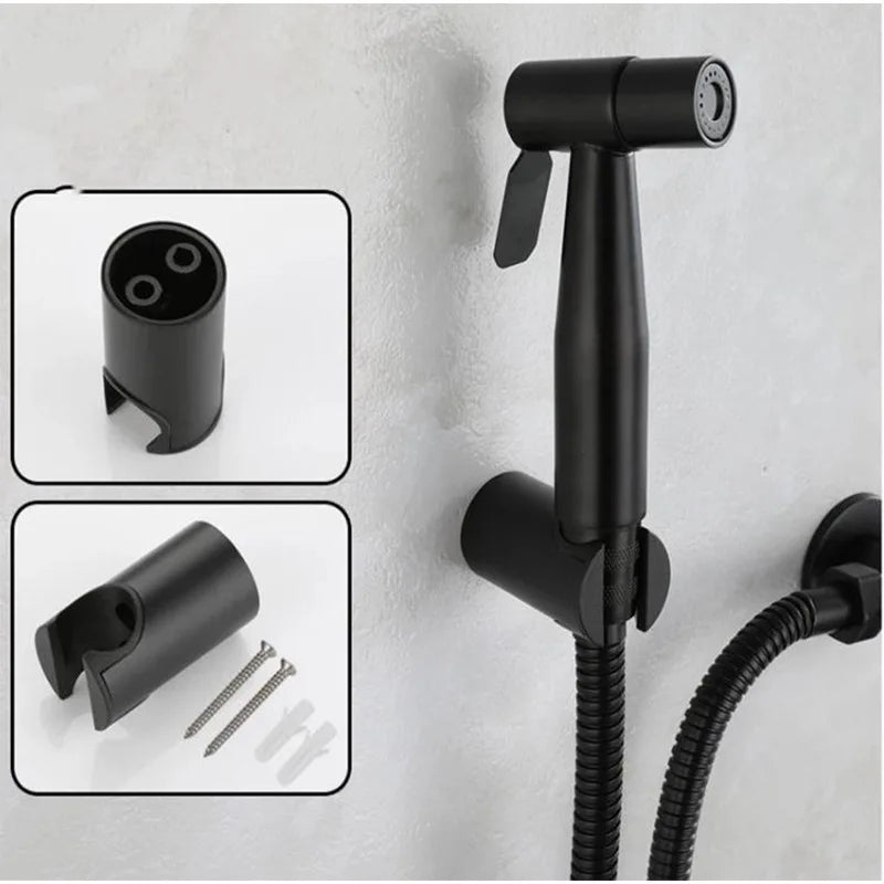Handheld Toilet Bidet Sprayer with Brass Valve Stainless Steel Bidet Shower Hygienic Shower Wall Mounted Toilet Bidet Sprayer