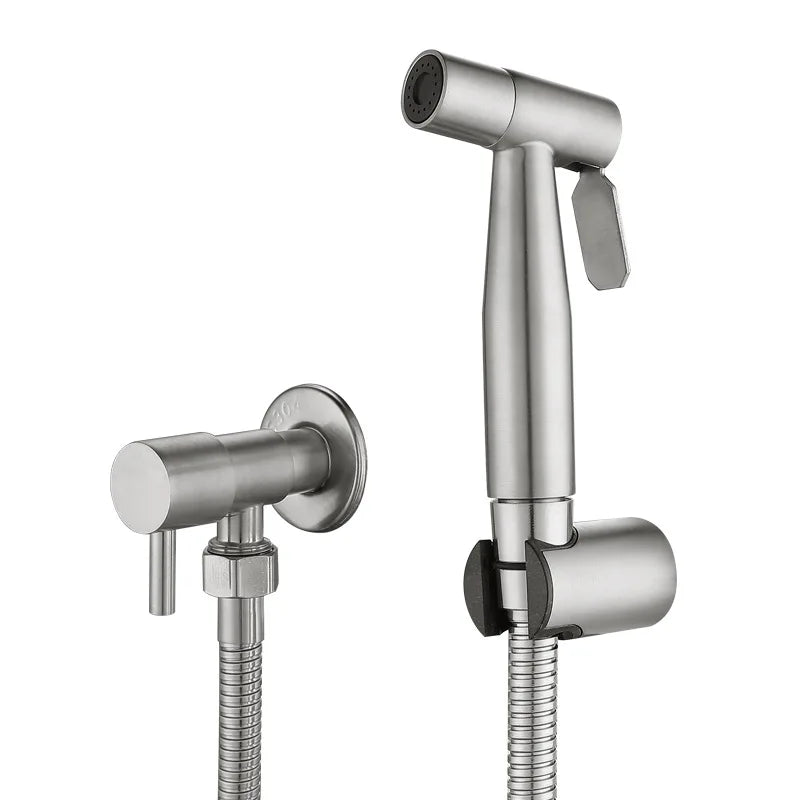 Handheld Toilet Bidet Sprayer with Brass Valve Stainless Steel Bidet Shower Hygienic Shower Wall Mounted Toilet Bidet Sprayer