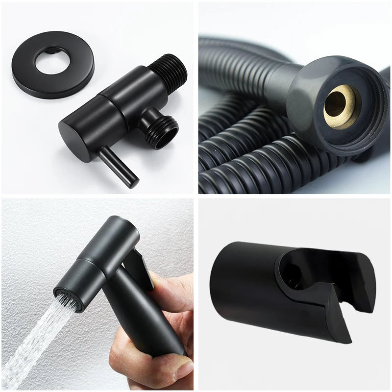 Handheld Toilet Bidet Sprayer with Brass Valve Stainless Steel Bidet Shower Hygienic Shower Wall Mounted Toilet Bidet Sprayer