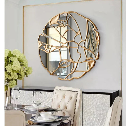 Nordic Luxury Shower Mirror Round Wall Arts Gold Bathroom Mirrors Large Room Design Modern Home Miroir Mural Decoration Mirror
