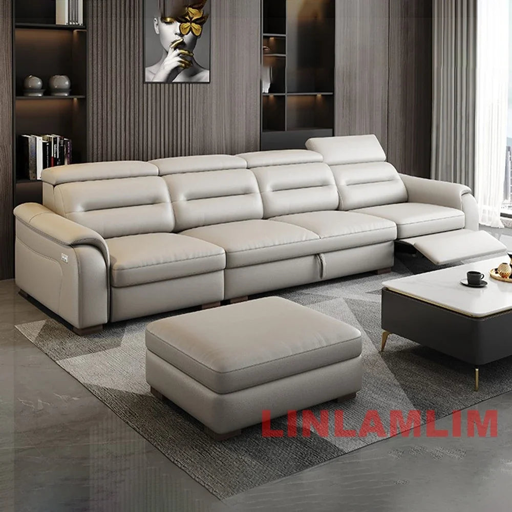 MINGDIBAO Multifunctional Convertible Sofa Bed With Eletric Recliner, Folding Sofa Cama With Power Reclining Seats & Storage Box