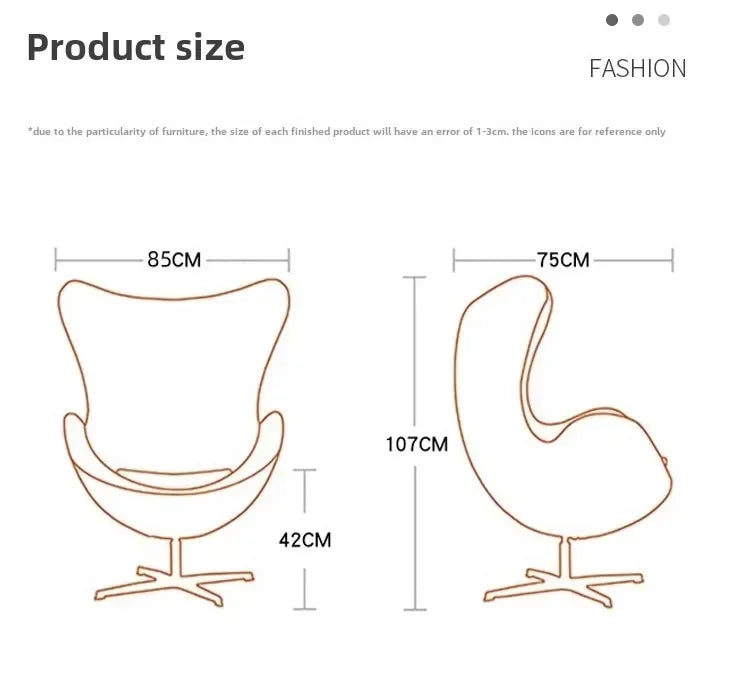 Modern Art Designer Leisure Creative Chair Office Leisure Eggshell Modern Art Egg Chair Nordic Single Sofa Egg Chair Egg Shell