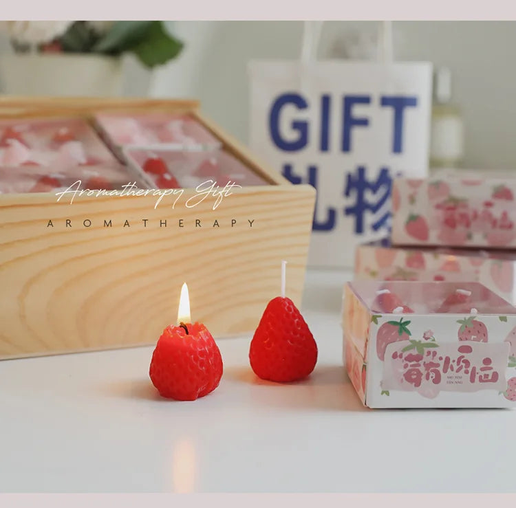 Strawberry Aromatherapy Candle with Hand Gift Gift Box Gift Birthday Gift Handmade Small Wax Candle Candles Home Decoration