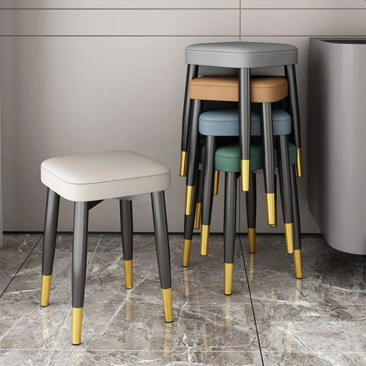 Dining Chair Living Room Leatherwear Latex Version Light Luxury Chair Dining Room Thickening Stable Leatherwear Square Stools