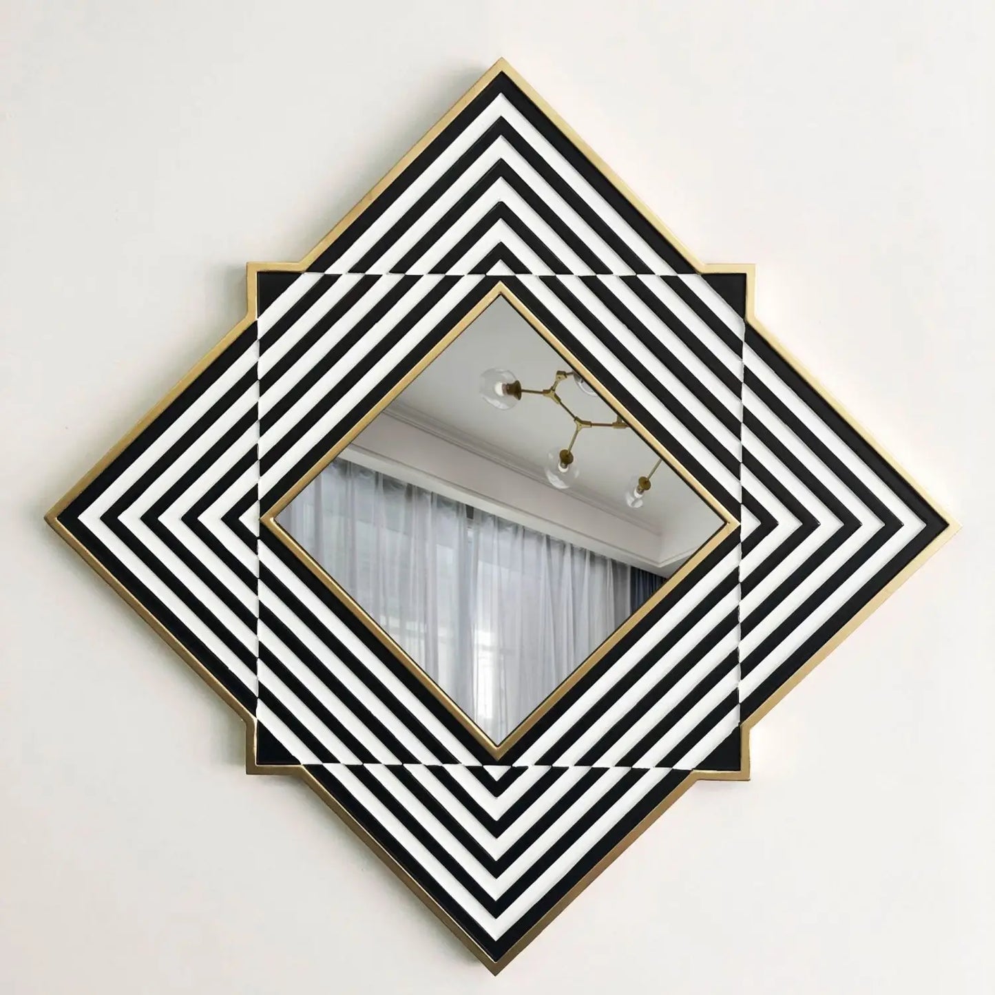 Nordic Wrought Iron Study Decorative Mirrors Modern Fitting Room Wall Hanging Mirror Simple Restaurant Kitchen Square Pendant