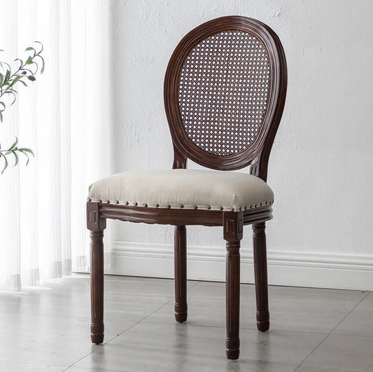 Vintage rattan dining chair Solid wood French chair back Cafe Bar Homestay American country leisure armchair