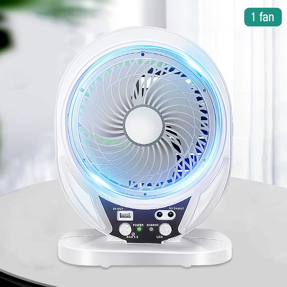 Solar Fan light Solar Powered AC DC Rechargeable Solar Fan with Solar Panel and LED Bulb light for Outdoor  LED Camping Lights