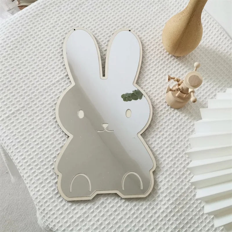 Nordic Rabbit Bear Shaped Mirror Cartoon Acrylic Mirrors Desktop Ornaments Baby Children Room Decoration Home Decor Photo Props