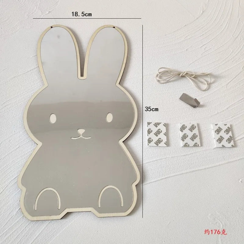 Nordic Rabbit Bear Shaped Mirror Cartoon Acrylic Mirrors Desktop Ornaments Baby Children Room Decoration Home Decor Photo Props