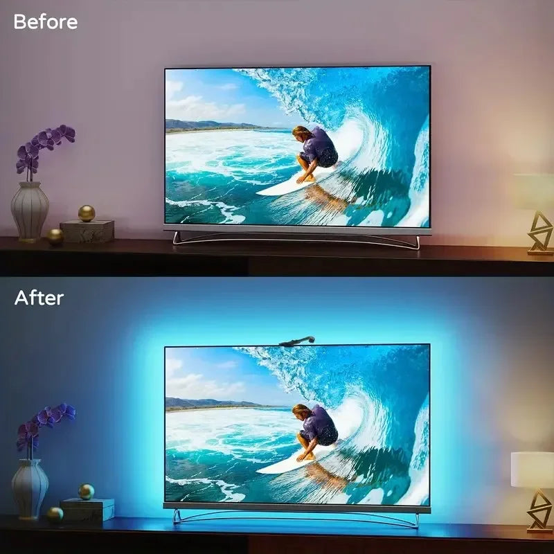 PC/TV Led Backlight RGBIC LED Strip Light with Color Picking Sensor App Control Music Sync Smart RGB Light for Gaming Atmosphere