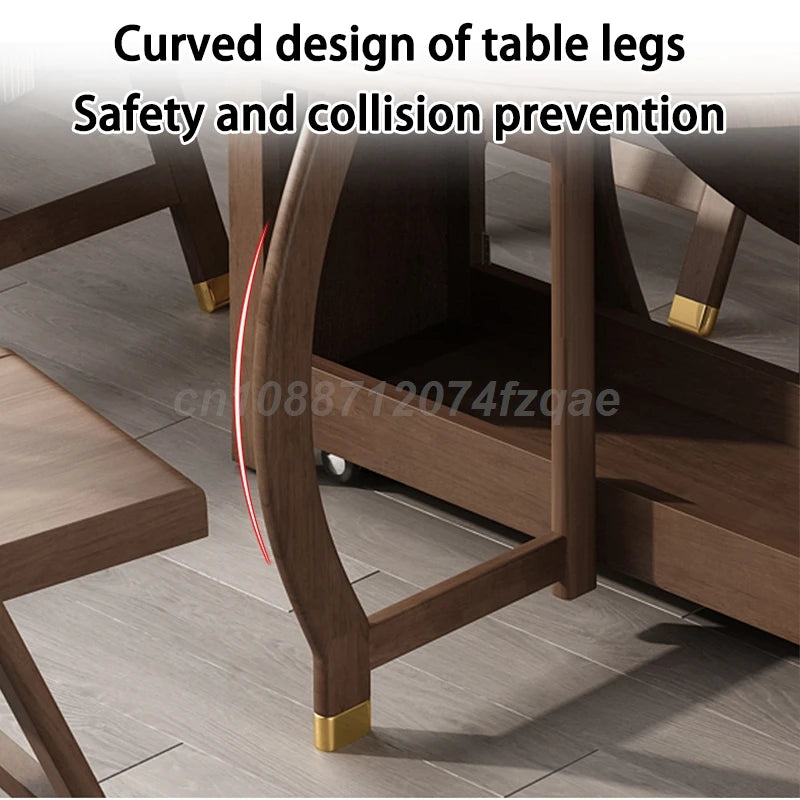 Foldable Dining Table Solid Wood Round Table 1.2m Multifunctional Dining Table And Chair Combination Furniture For Save Space
