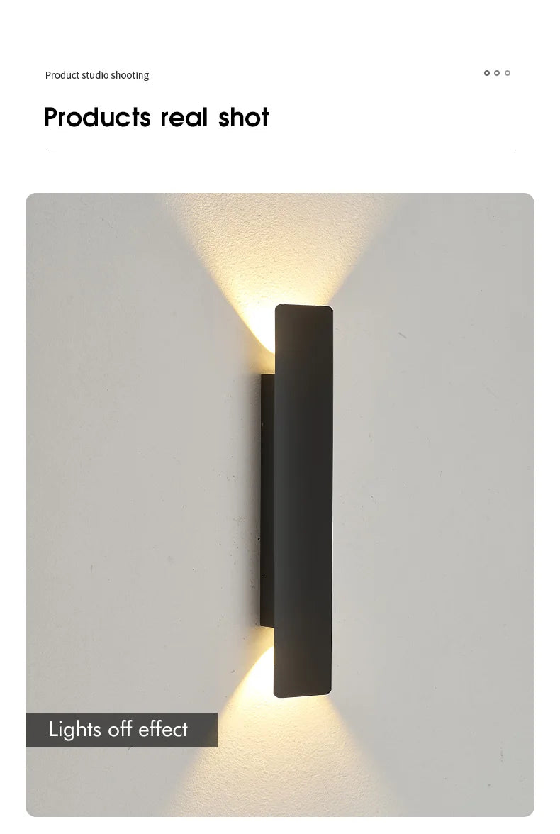 Outdoor Waterproof Wall Lamps Strip Aluminum Wall Lights 18W LED Black Wall Lamp Bedroom Exterior Outdoor Lighting Fixtures
