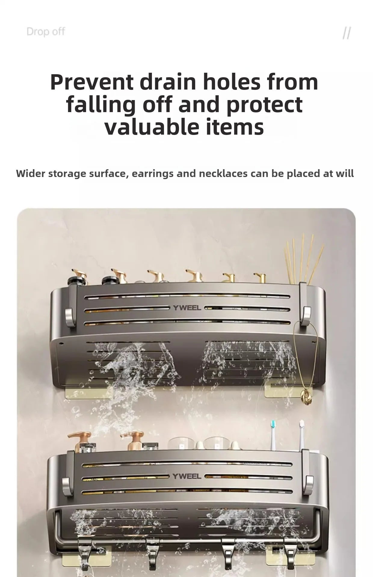 Bathroom storage shelf Bathroom toilet washstand Hand washing bathroom shower gel Wall storage shelf free of holes