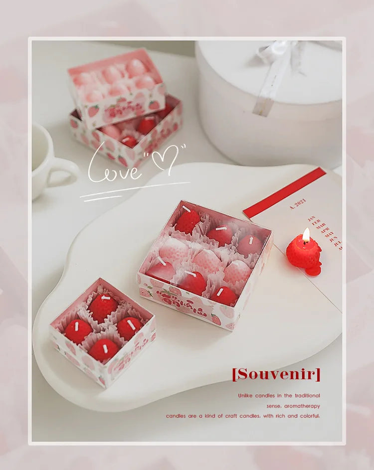 Strawberry Aromatherapy Candle with Hand Gift Gift Box Gift Birthday Gift Handmade Small Wax Candle Candles Home Decoration