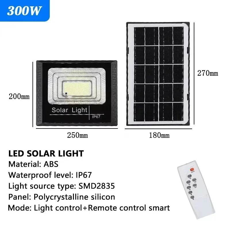 30/50/100/200/300/500W Solar Outdoor Lights High Brightness Waterproof Street Lamp Led Powered Sportlight with Remote Control