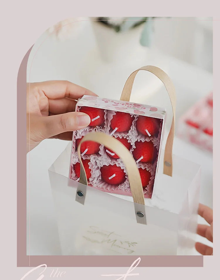 Strawberry Aromatherapy Candle with Hand Gift Gift Box Gift Birthday Gift Handmade Small Wax Candle Candles Home Decoration
