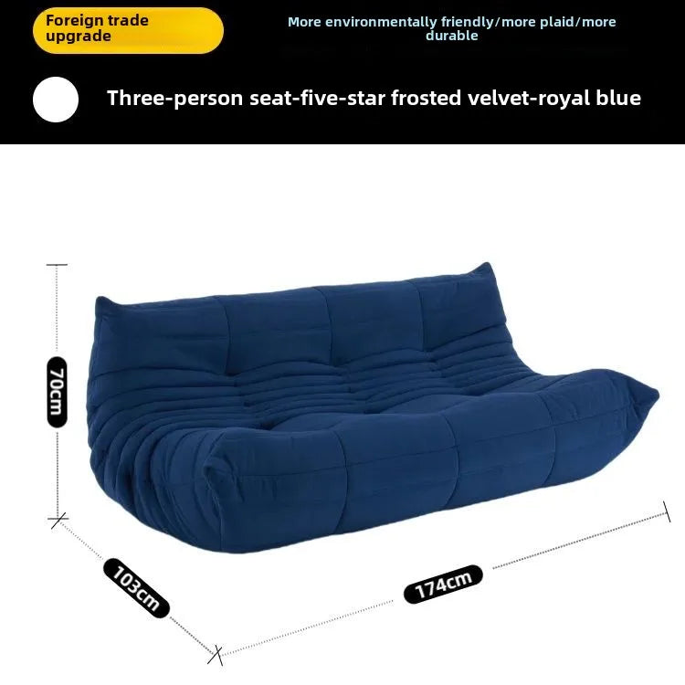 Fashion freehand space original first layer cowhide three-person Italian minimalist Togo caterpillar lazy sofa