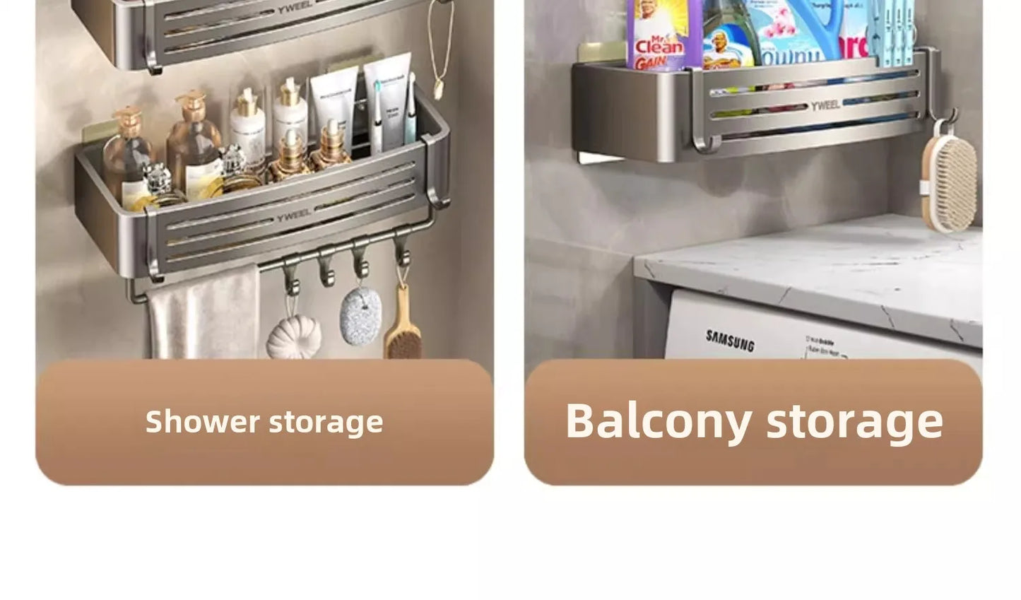 Bathroom storage shelf Bathroom toilet washstand Hand washing bathroom shower gel Wall storage shelf free of holes