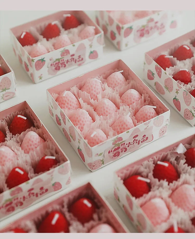 Strawberry Aromatherapy Candle with Hand Gift Gift Box Gift Birthday Gift Handmade Small Wax Candle Candles Home Decoration