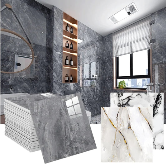 Background Decoration Glossy Anti-marble Texture Wall Stickers Moisture-proof Waterproof Self-adhesive Stickers PVC Foam Decals