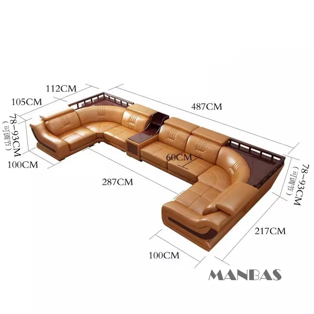 Linlamlim Premium Italian Genuine Leather Sofa Set Big Sectional Couch Living Room Sofas With Adjustable Headrest Home Furniture