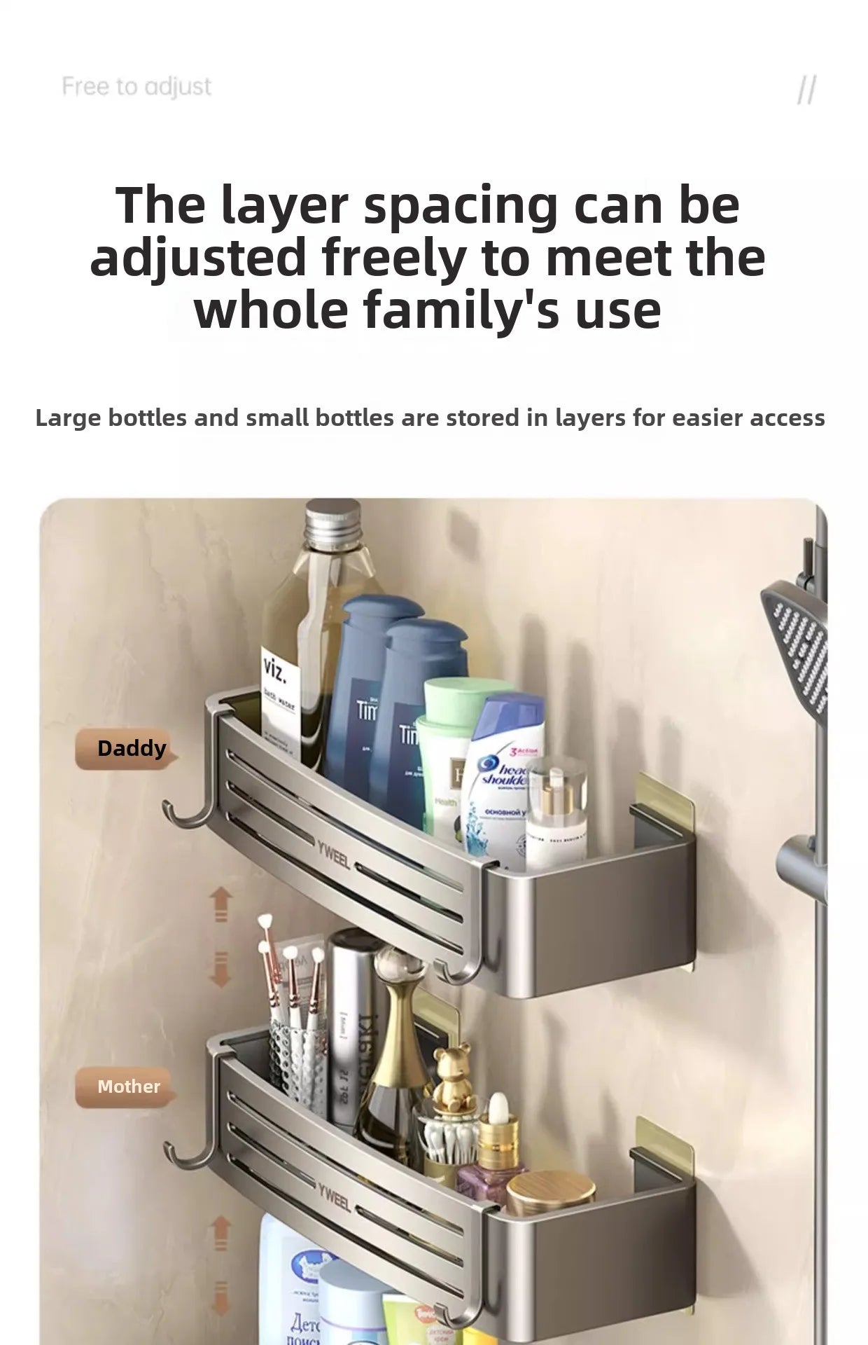 Bathroom storage shelf Bathroom toilet washstand Hand washing bathroom shower gel Wall storage shelf free of holes