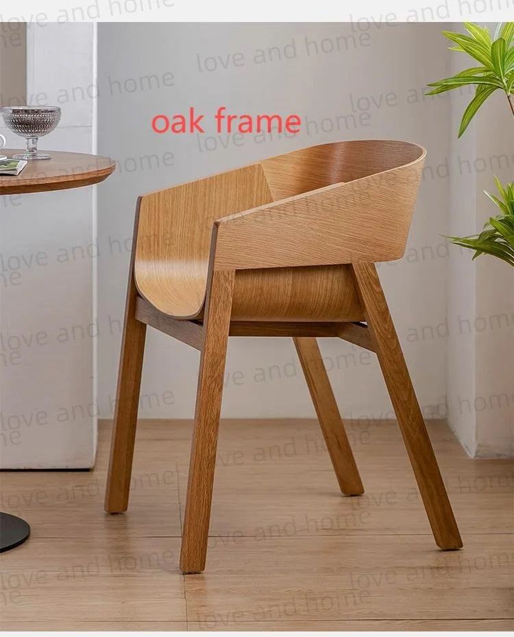 Nordic Oak Solid Wood Plywood Dining Curved Merano Backrest Armchair Chair Leisure Lounge Chair Denmark
