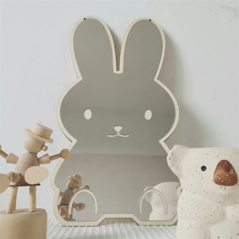 Nordic Rabbit Bear Shaped Mirror Cartoon Acrylic Mirrors Desktop Ornaments Baby Children Room Decoration Home Decor Photo Props