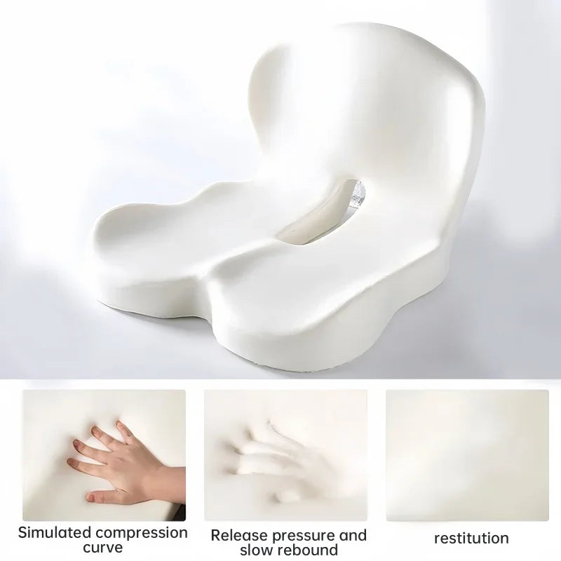 Memory Foam One-piece Seat Cushion Backrest Office Chair Cushion Massage Lumbar Support Pain Relief Breathable Car Butt Pad
