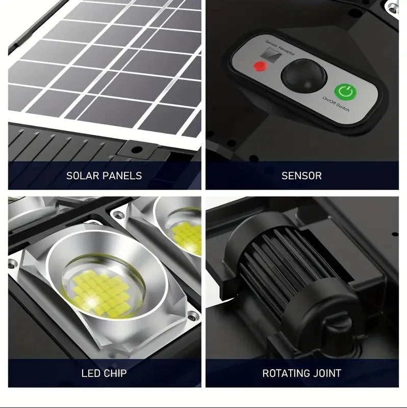 250W Solar Lights Outdoor Waterproof 8000LM LED Flood Lights Motion Sensor with Remote 3 Modes Street Lamp for Yard Garden Path