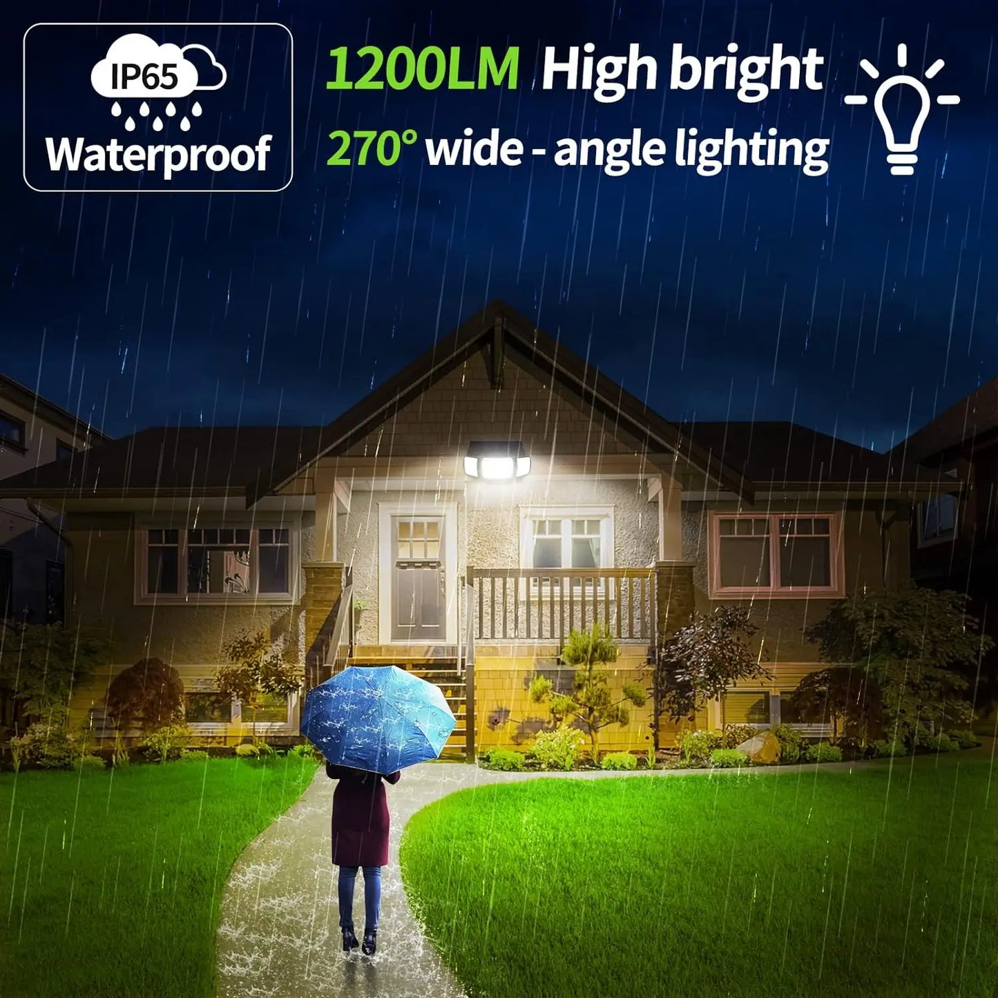 Solar Lights Outdoor with 3 Modes Motion Sensor Super Bright Wall Lamp IP65 Waterproof Street Light for Garden Yard Path Garage