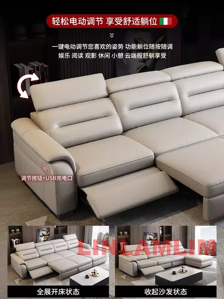 MINGDIBAO Multifunctional Convertible Sofa Bed With Eletric Recliner, Folding Sofa Cama With Power Reclining Seats & Storage Box