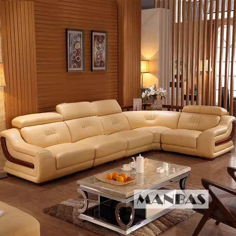 Linlamlim Premium Italian Genuine Leather Sofa Set Big Sectional Couch Living Room Sofas With Adjustable Headrest Home Furniture