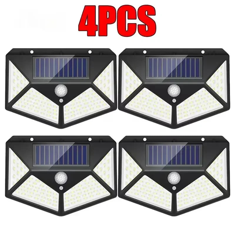 100 Led Solar Wall Lamp PIR Motion Sensor Outdoor Solar Street Light Garden Fence Lights IP65 Waterproof Solar Porch Wall Lamp