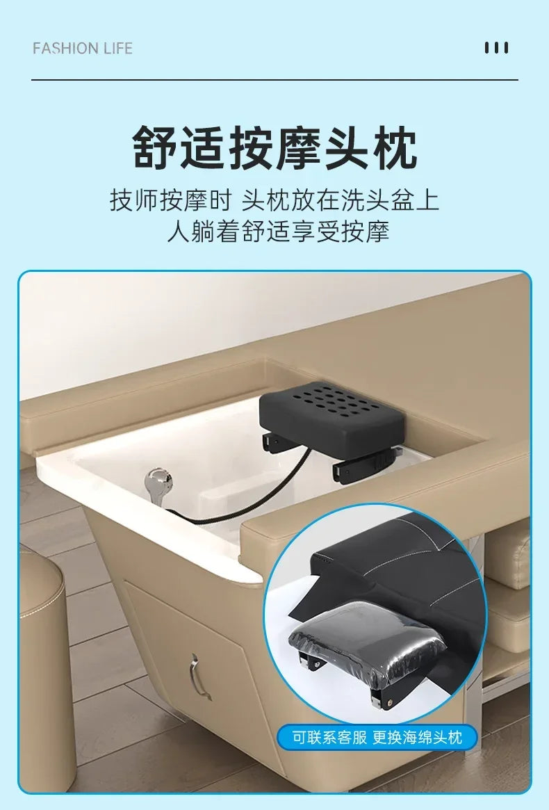Shower Head Spa Shampo Chair Move Adjust Foot Portable Sink Luxury Hair Wash Bed Massage Shampouineuse Salon Equipment MQ50SC