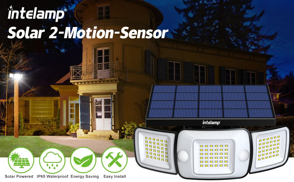 Solar Lights Outdoor with 3 Modes Motion Sensor Super Bright Wall Lamp IP65 Waterproof Street Light for Garden Yard Path Garage