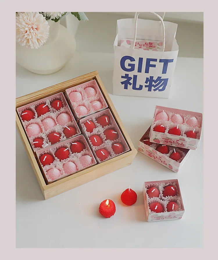 Strawberry Aromatherapy Candle with Hand Gift Gift Box Gift Birthday Gift Handmade Small Wax Candle Candles Home Decoration