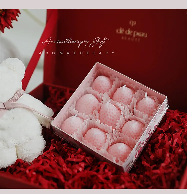 Strawberry Aromatherapy Candle with Hand Gift Gift Box Gift Birthday Gift Handmade Small Wax Candle Candles Home Decoration