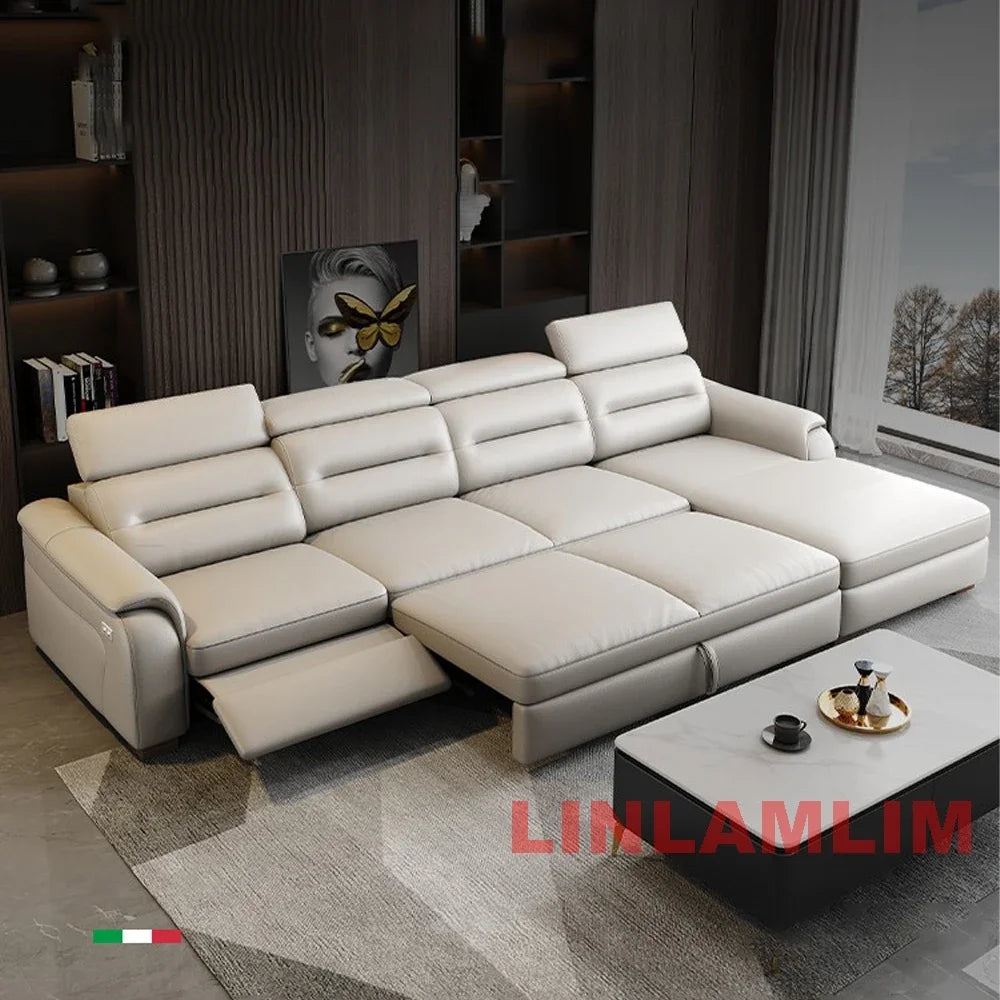 MINGDIBAO Multifunctional Convertible Sofa Bed With Eletric Recliner, Folding Sofa Cama With Power Reclining Seats & Storage Box