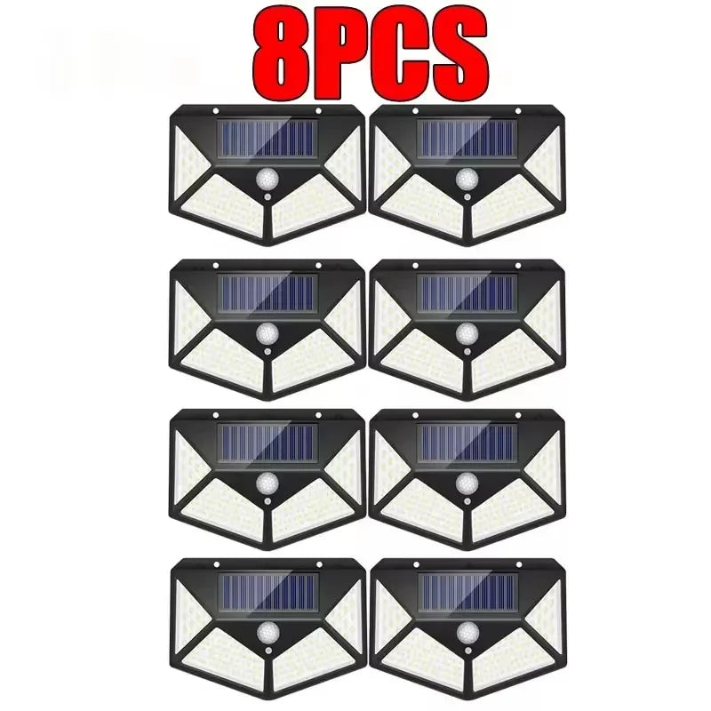 100 Led Solar Wall Lamp PIR Motion Sensor Outdoor Solar Street Light Garden Fence Lights IP65 Waterproof Solar Porch Wall Lamp