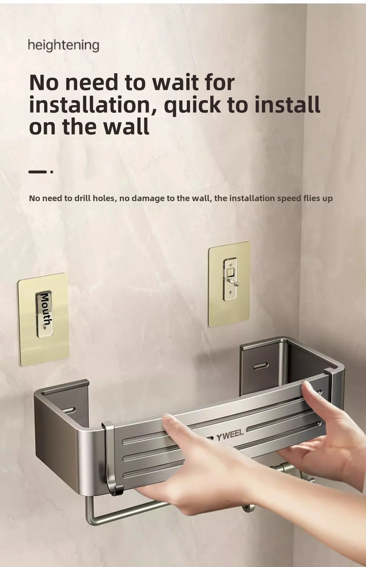 Bathroom storage shelf Bathroom toilet washstand Hand washing bathroom shower gel Wall storage shelf free of holes
