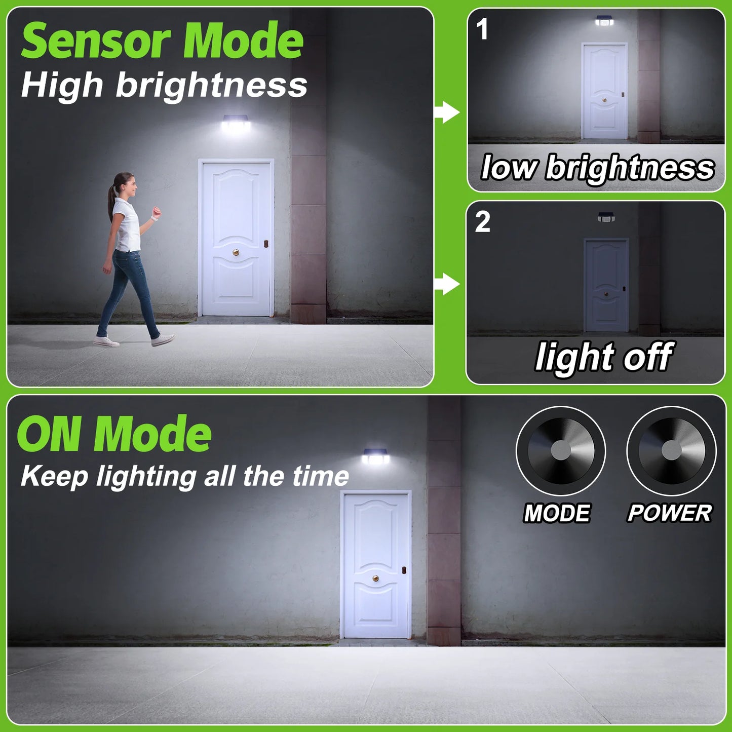 Solar Lights Outdoor with 3 Modes Motion Sensor Super Bright Wall Lamp IP65 Waterproof Street Light for Garden Yard Path Garage