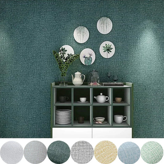 Linen Wallpaper Self-adhesive Waterproof Moisture-proof and Moldy Resistant 3D Wall Stickers Home Living Room Wall Decoration