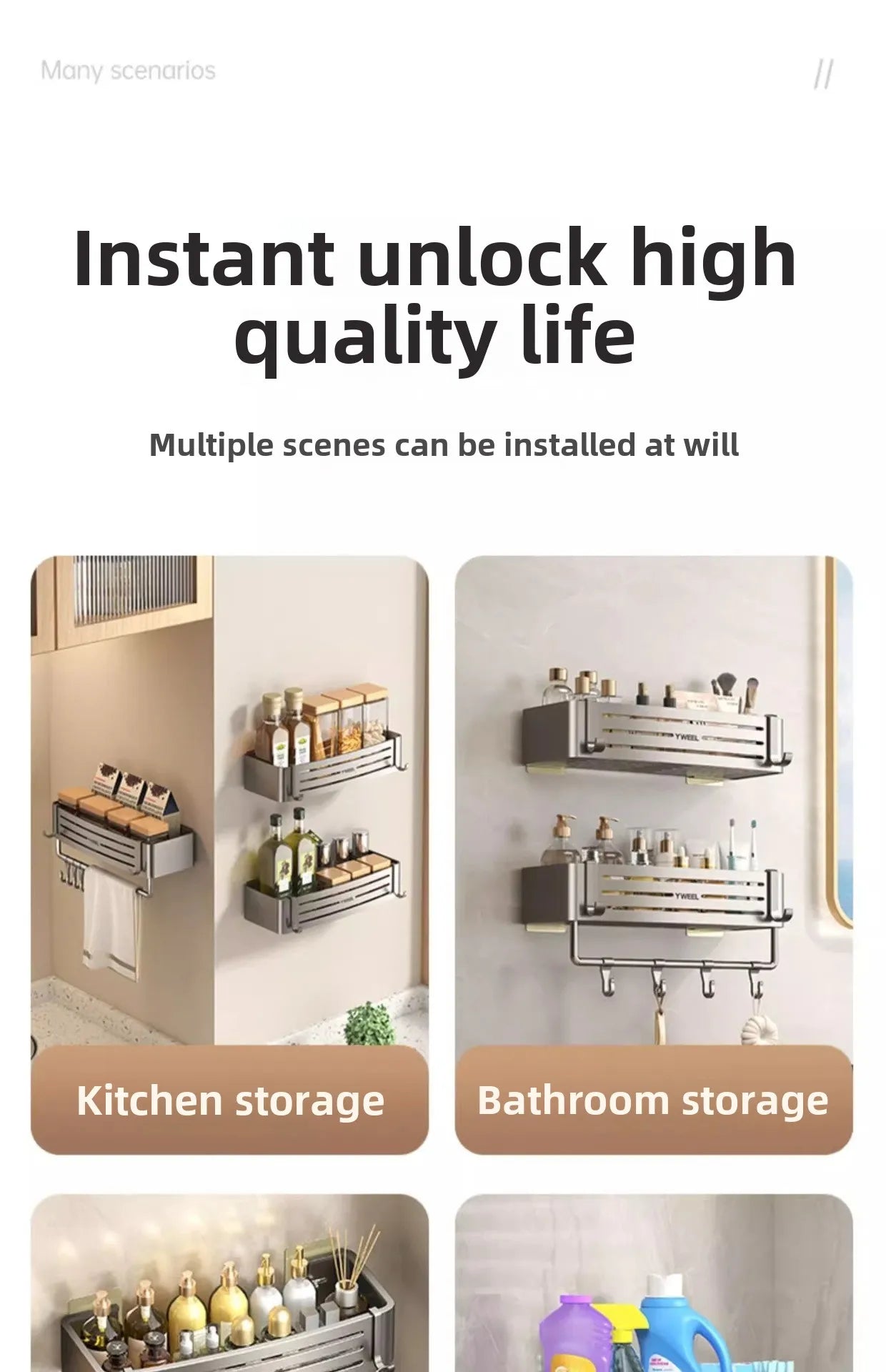 Bathroom storage shelf Bathroom toilet washstand Hand washing bathroom shower gel Wall storage shelf free of holes