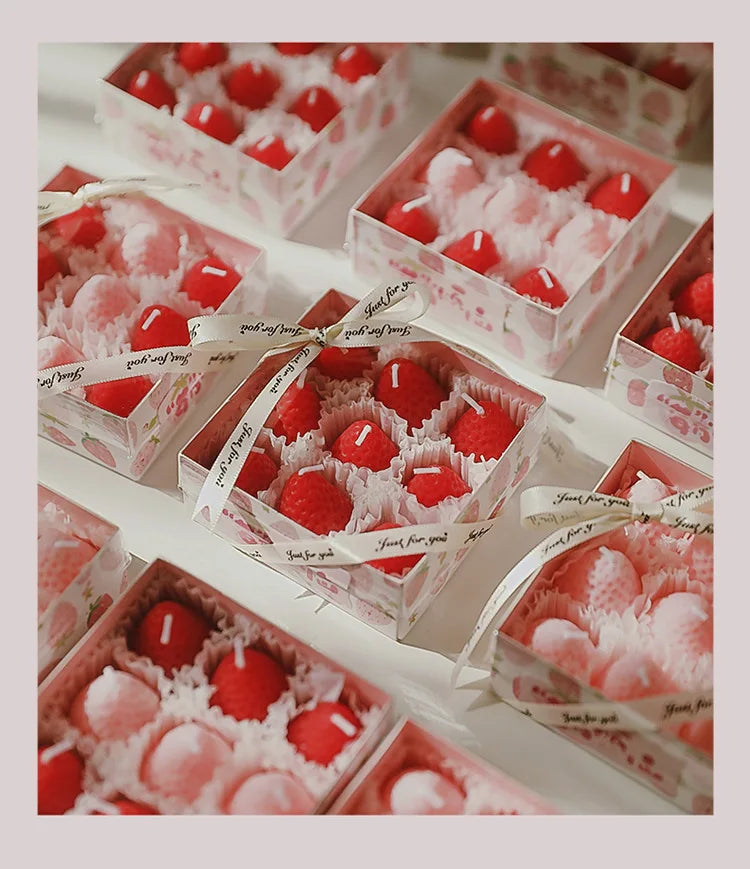 Strawberry Aromatherapy Candle with Hand Gift Gift Box Gift Birthday Gift Handmade Small Wax Candle Candles Home Decoration