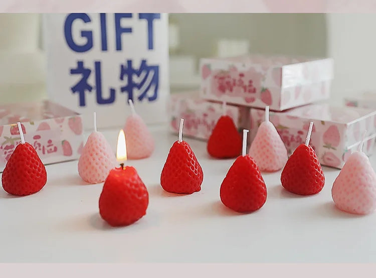Strawberry Aromatherapy Candle with Hand Gift Gift Box Gift Birthday Gift Handmade Small Wax Candle Candles Home Decoration