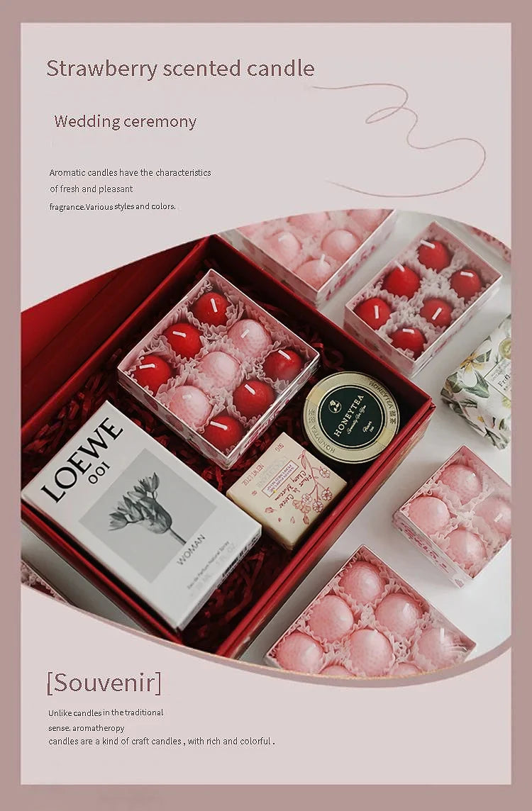 Strawberry Aromatherapy Candle with Hand Gift Gift Box Gift Birthday Gift Handmade Small Wax Candle Candles Home Decoration