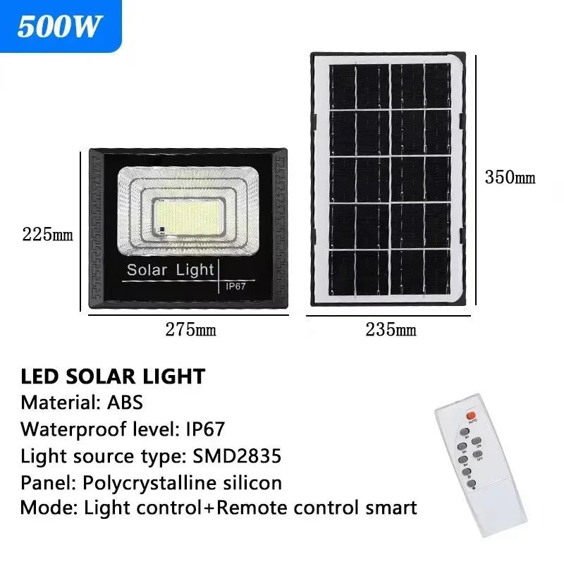 30/50/100/200/300/500W Solar Outdoor Lights High Brightness Waterproof Street Lamp Led Powered Sportlight with Remote Control